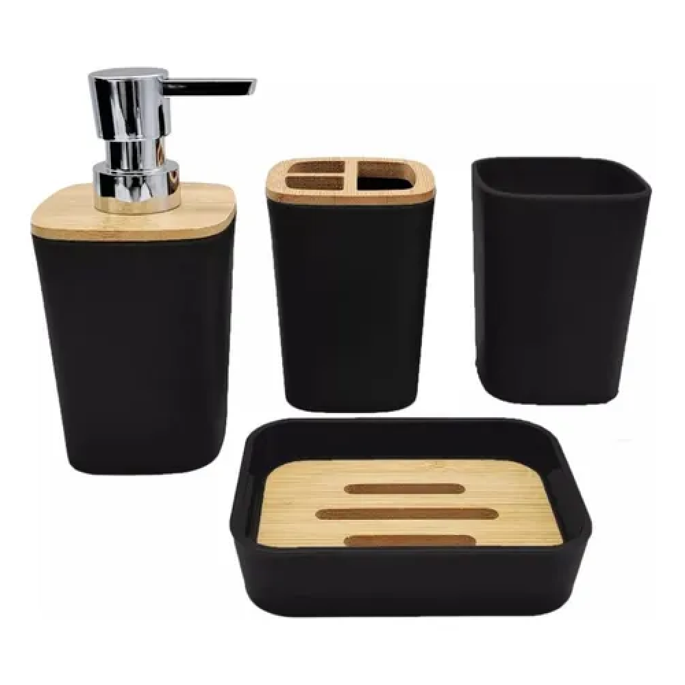 SET DE BAÑO x4 PLASTICO Y BAMBOO LKA221109-5