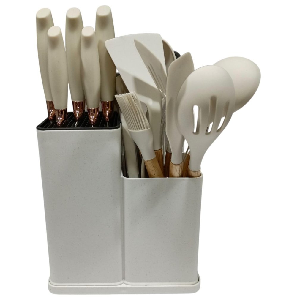 UTENSILLOS P/COCINA SILICONA C/BASE x19