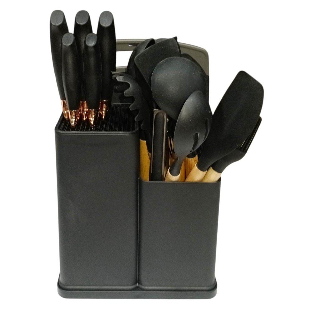 UTENSILLOS P/COCINA SILICONA C/BASE x19
