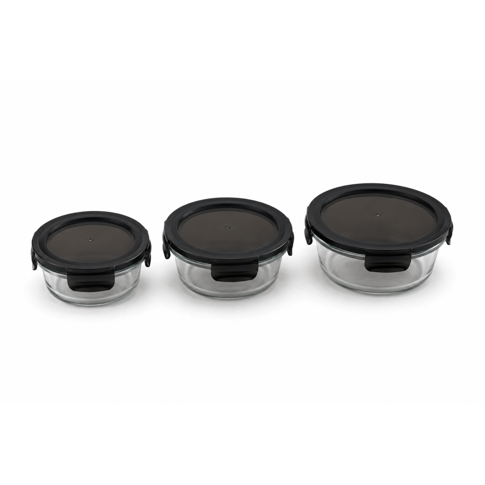 °TUPPERS SET X 3 REDONDOS T/NEGRA 400-650-1000ml