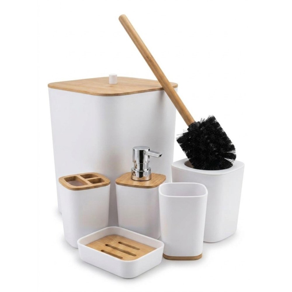 °SET DE BAÑO 6 PIEZAS CUADRADO BLANCO