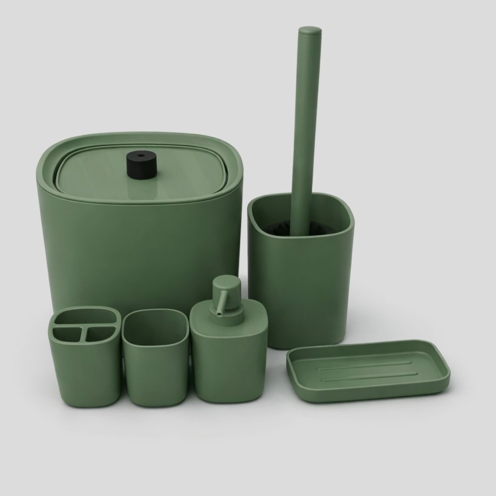 °SET DE BAÑO 6 PIEZAS CUADRADO VERDE