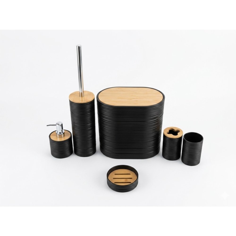 °JUEGO BAÑO X 6 PCS NEGRO