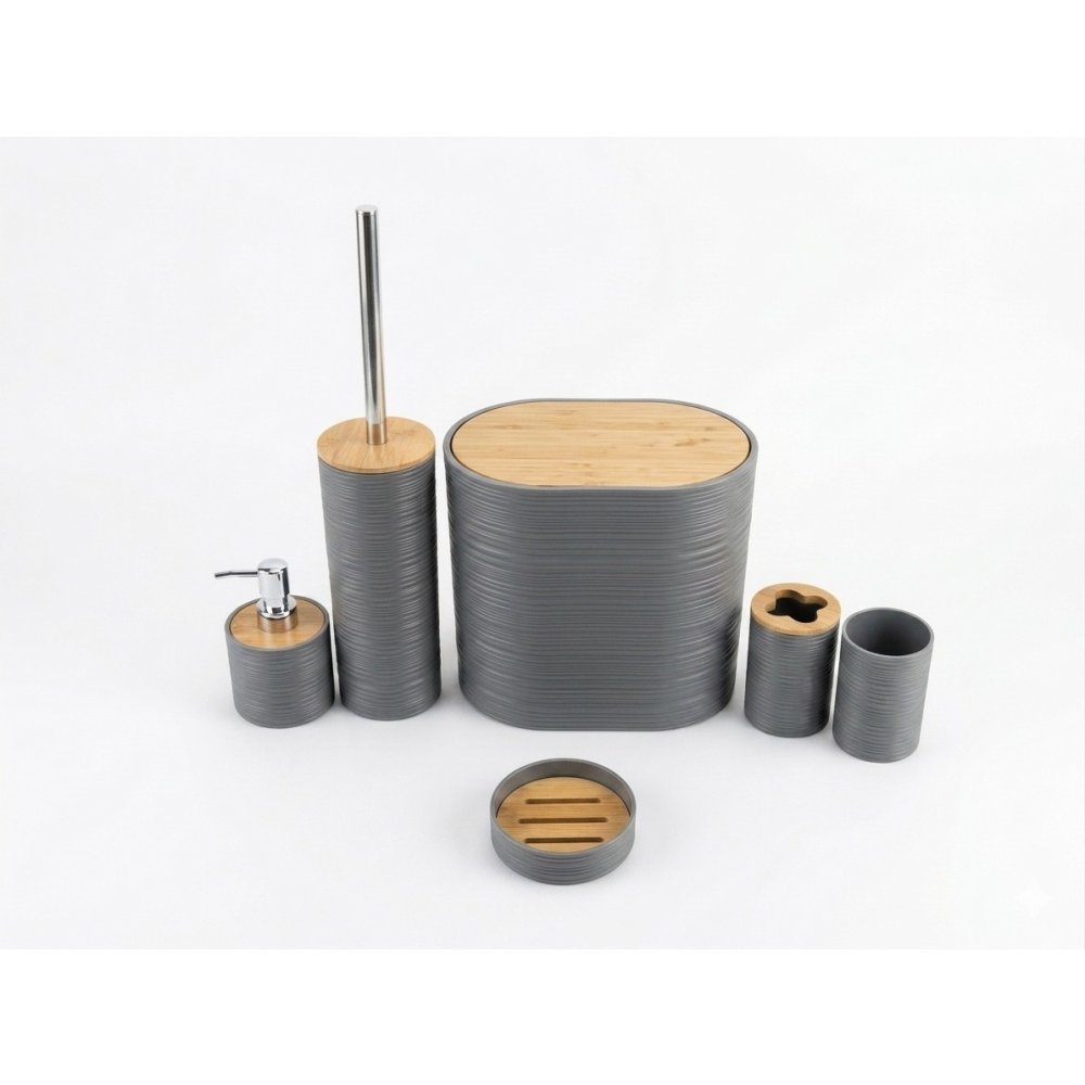°JUEGO BAÑO X 6 PCS GRIS
