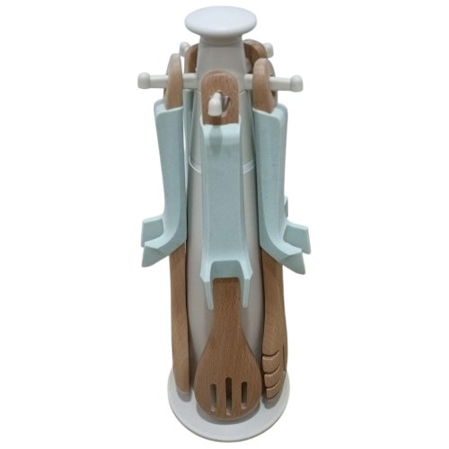 UTENSILLOS SILICONA MADERA C/BASE GIRATORIA