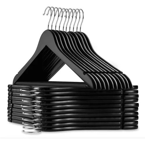 PERCHA MADERA NEGRA SET X 3 UNI.